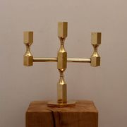 Vintage Swedish Three-Arm Brass Candleholder by Gusum, circa 1974