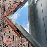 Small wooden coffee table with a mirror from the 1950s.