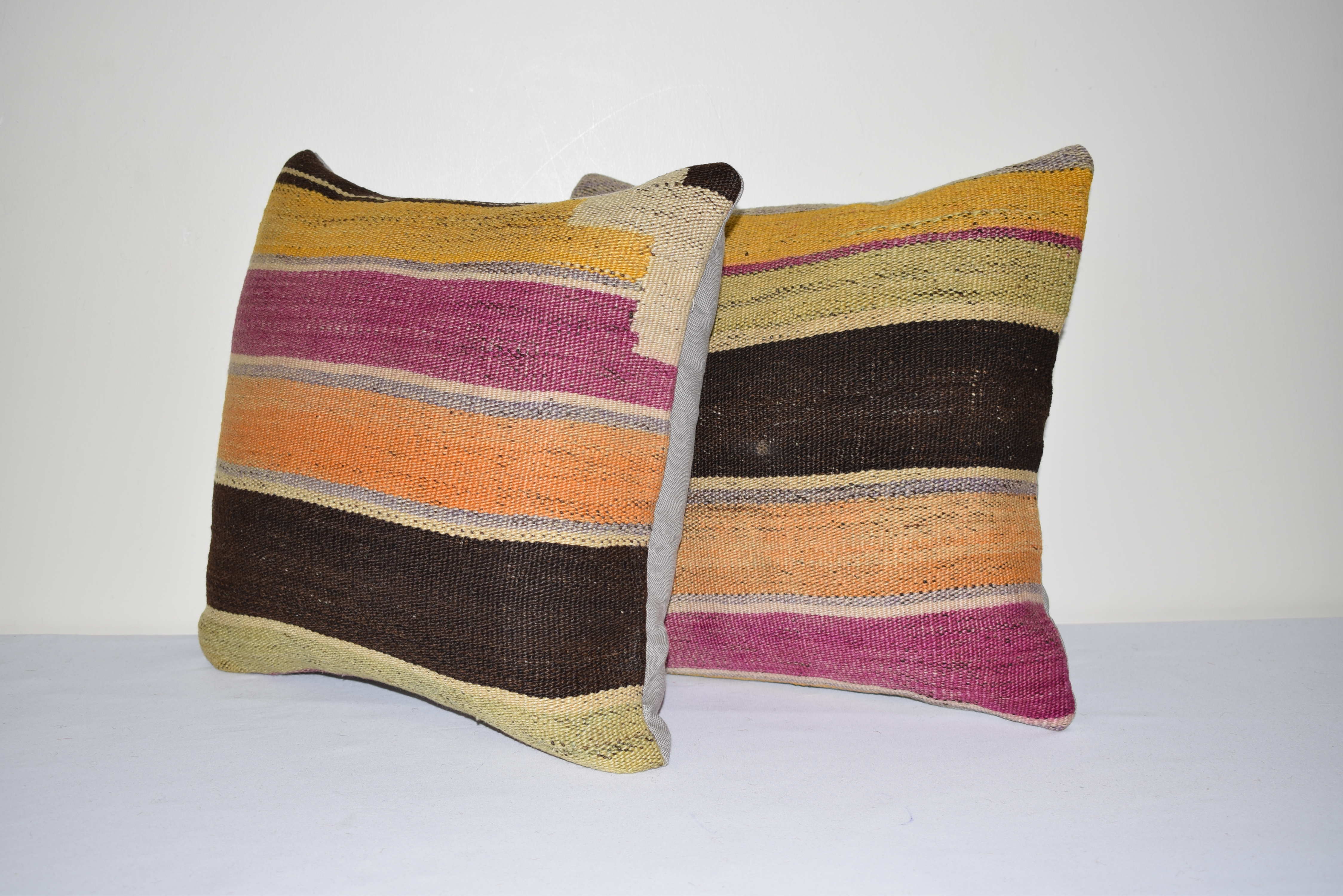 Vintage pillow store contemporary kilim turkish striped pillow covers, set of 2 ak619