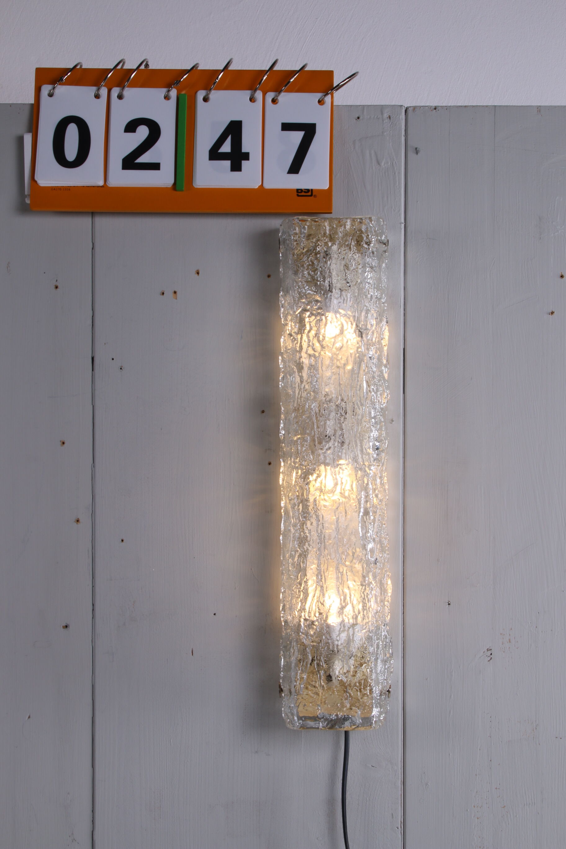 Elongated wall lamp by Kaiser Leuchten with double glass 1960s