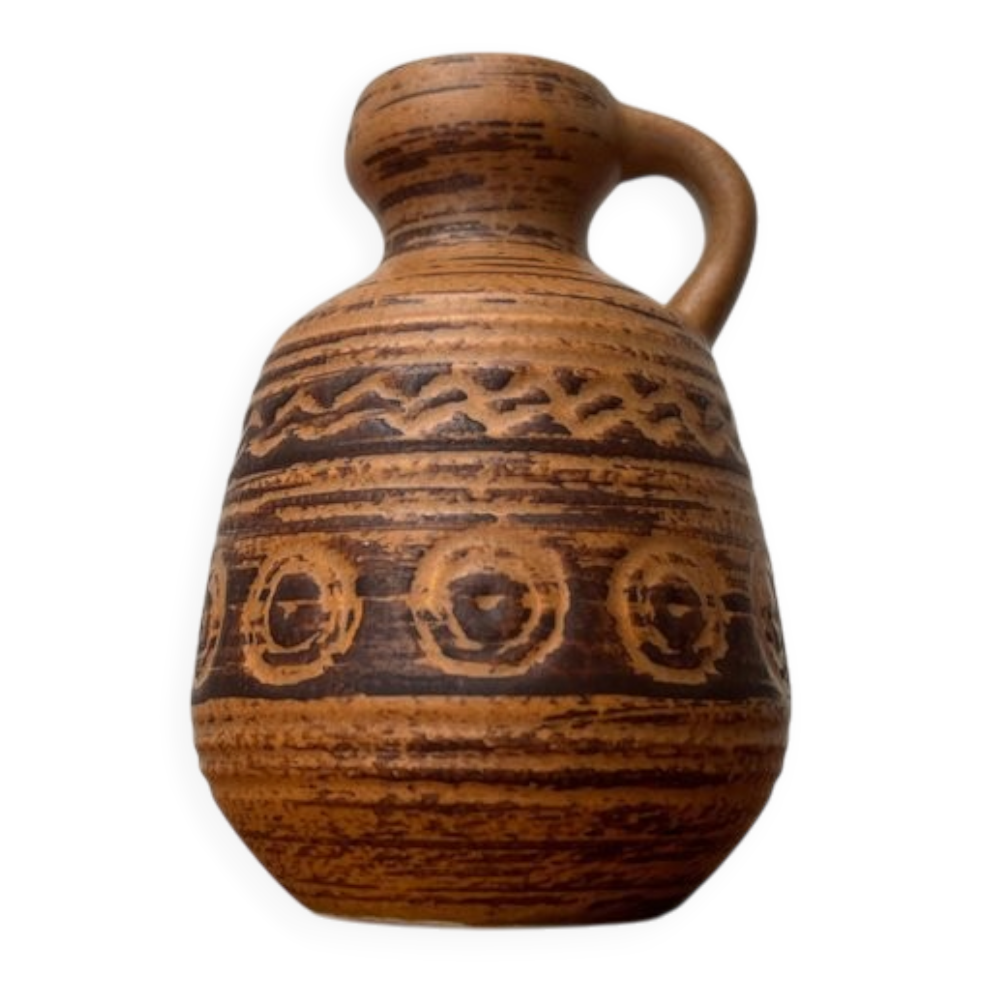 East German pottery vase from the mid-century GDR by Strehla Keramik, 1960s.