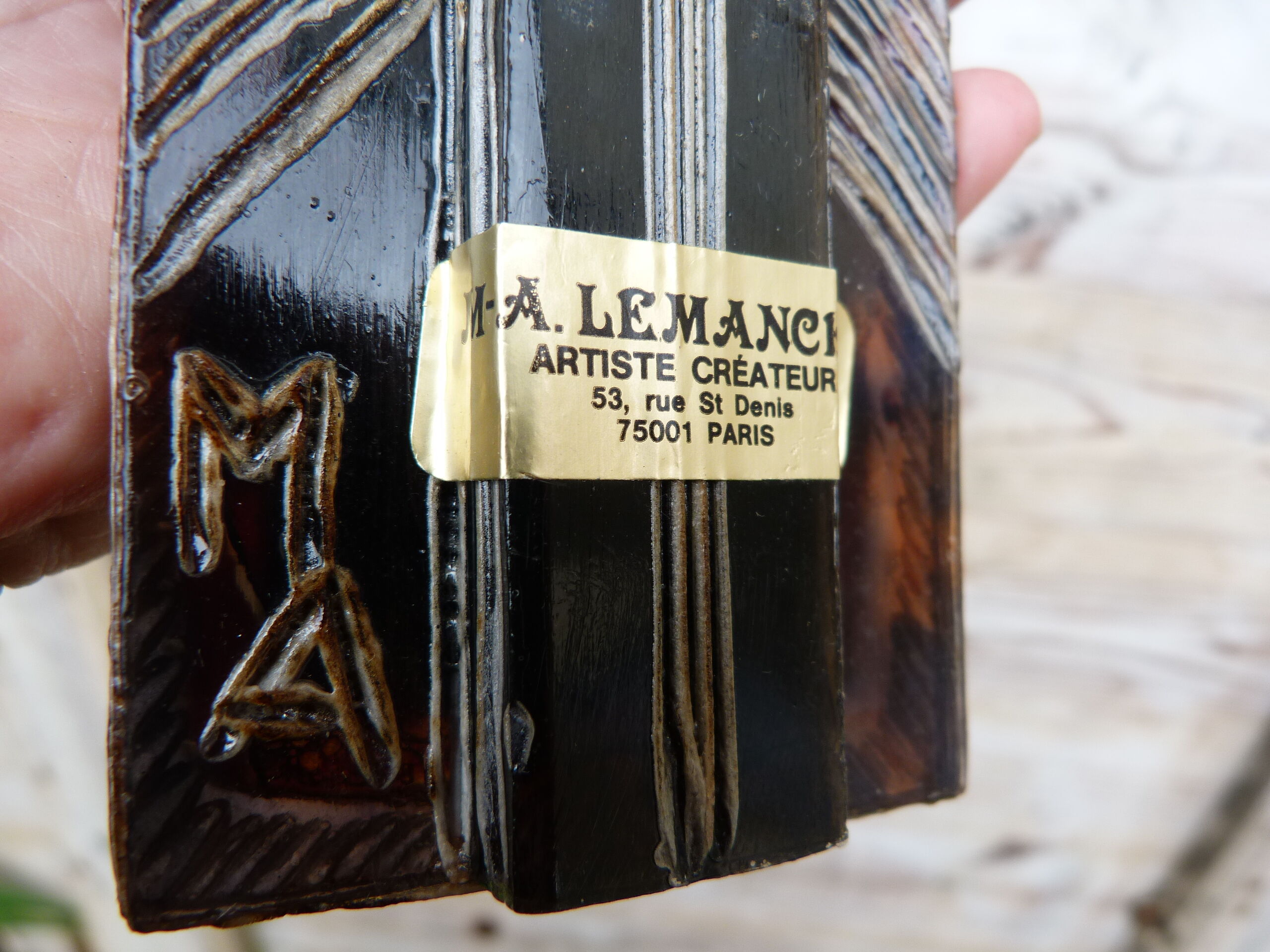 Old mirror in Talosel student Line Vautrin signed Lemanceau