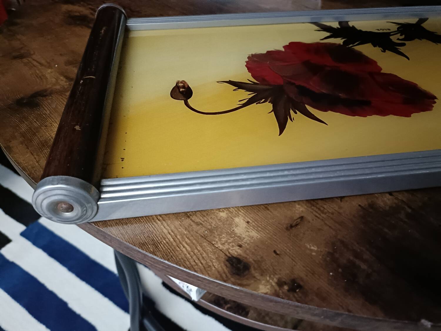 Floral tray signed Elge