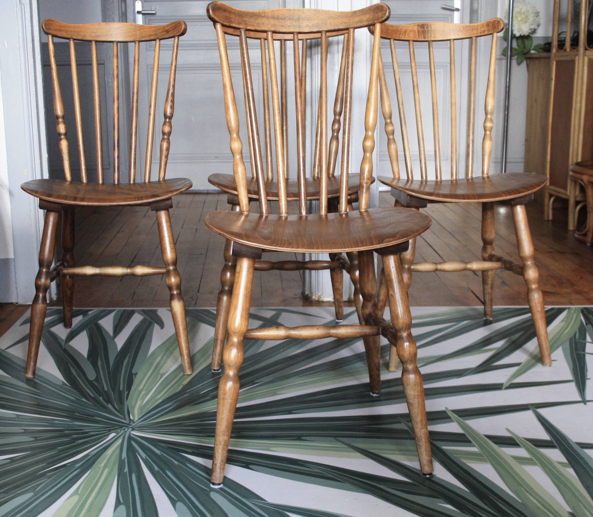 Set of 4 Tacoma Baumann slatted chairs