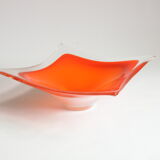 Vide poche en verre de Murano carré orange, Italie années 1970.