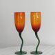 Pair of hand-blown orange glasses