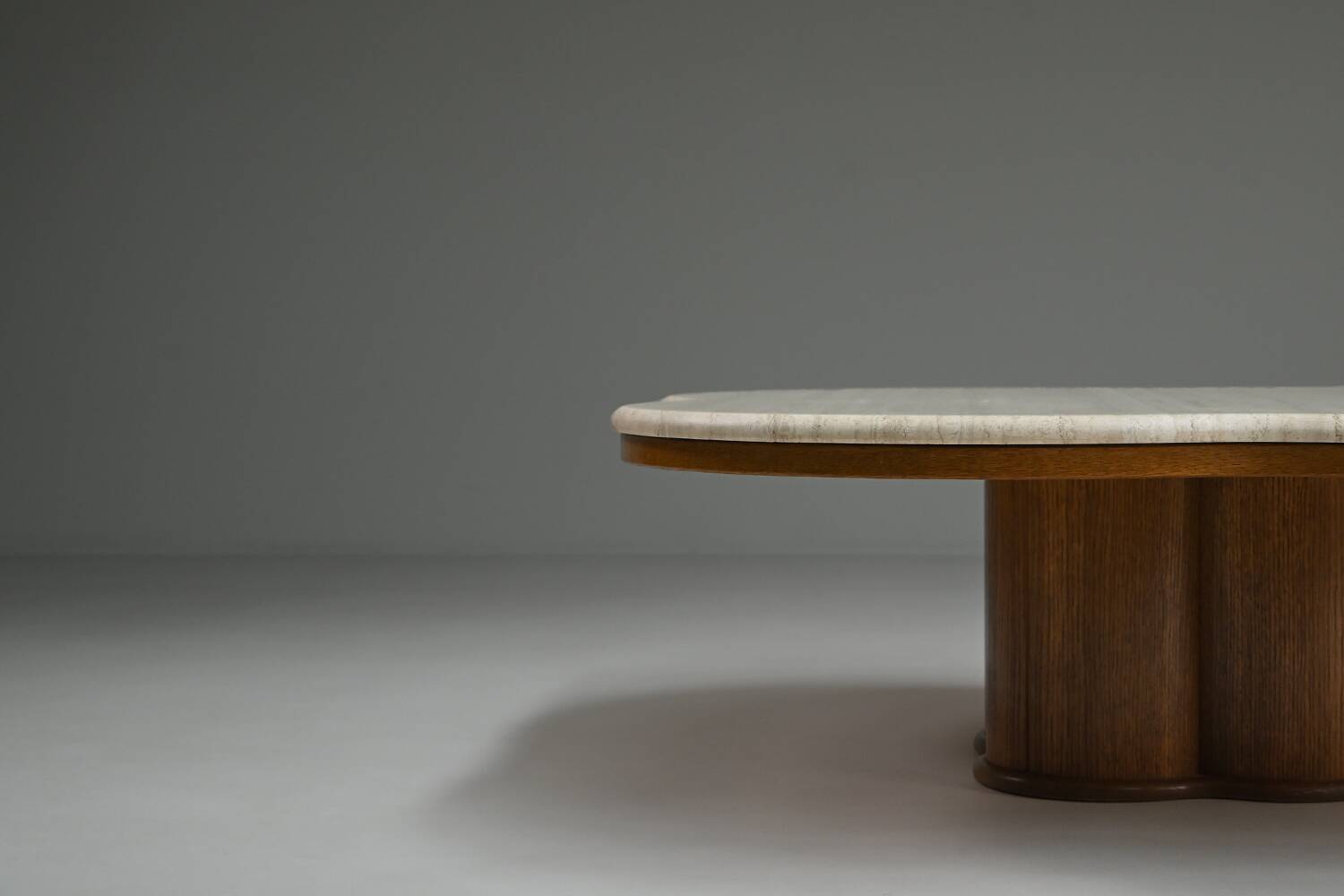 Travertine clover coffee table, 1970s Italy.