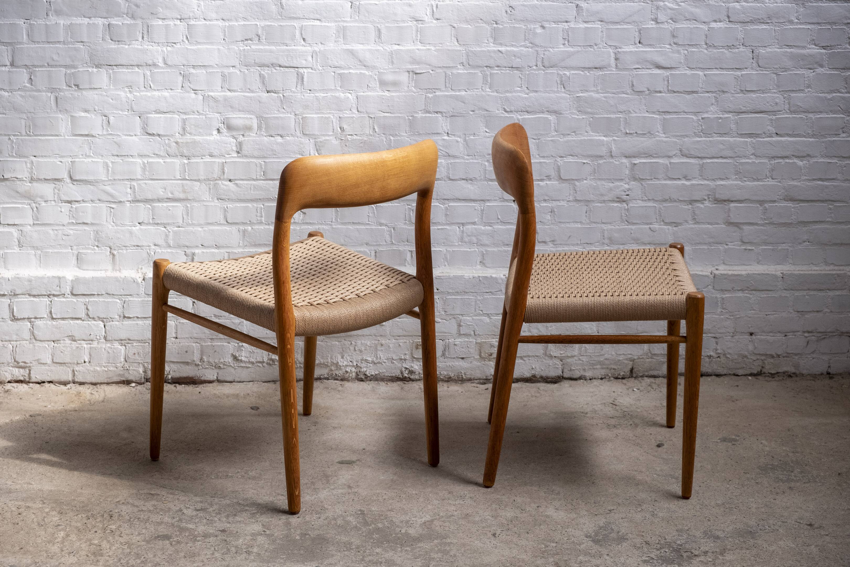 4x Niels Møller chair Model 75 in Oak, 1960s Denmark