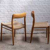 4x Niels Møller chair Model 75 in Oak, 1960s Denmark