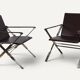 Pair of leather and chrome metal armchairs, Italy - 1970
