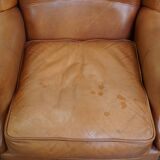 Cowhide leather wingback armchair