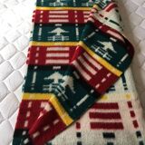 Wool blanket 230 X 250 geometric patterns and 70's fir trees