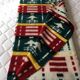 Wool blanket 230 X 250 with geometric patterns and 70's trees.