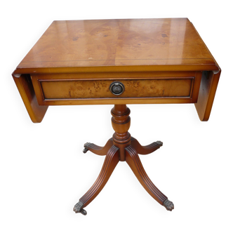 English style wooden side table with flaps