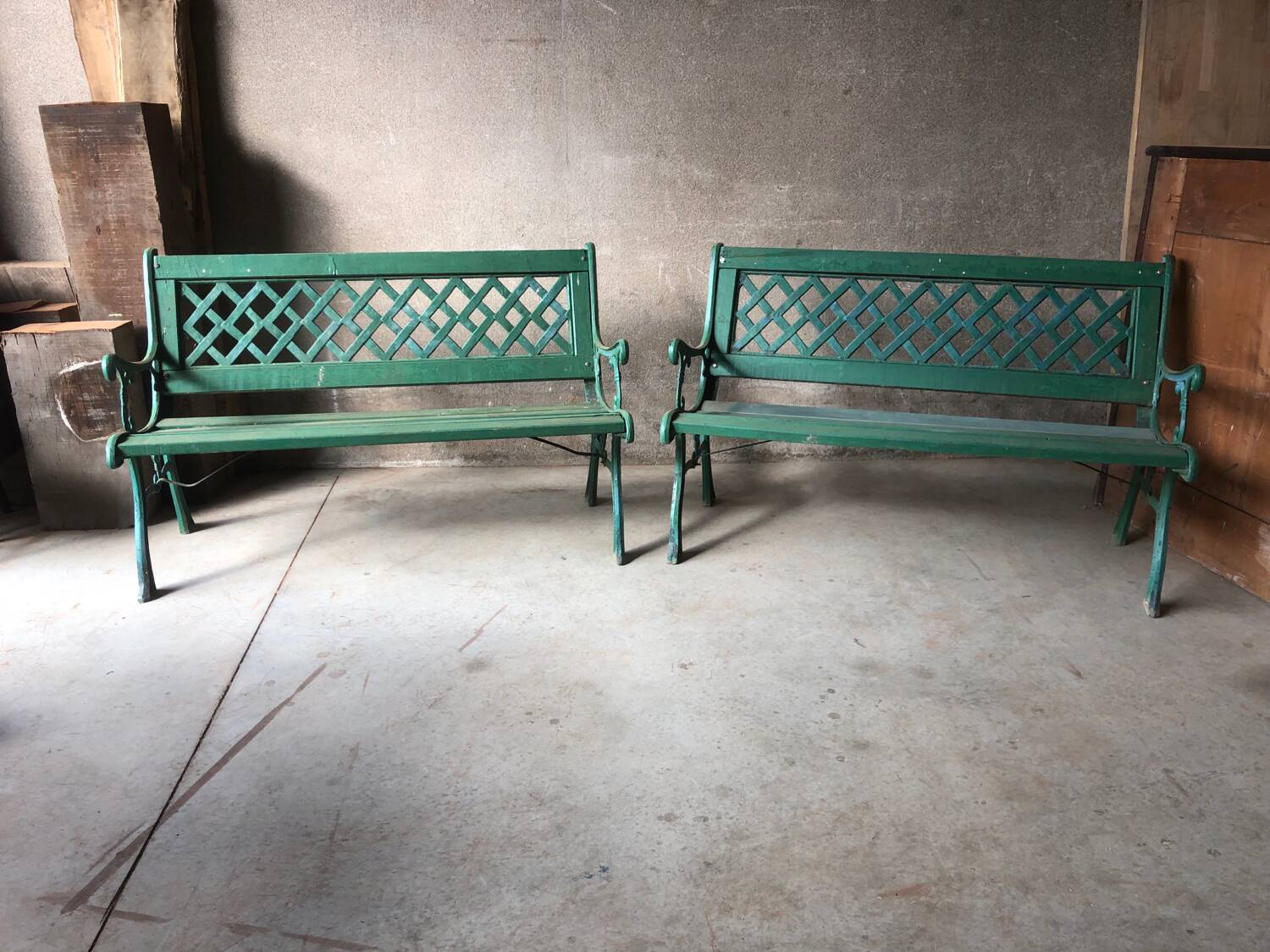 Old cast iron and wood garden bench