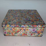 Metal box flowers vintage gold