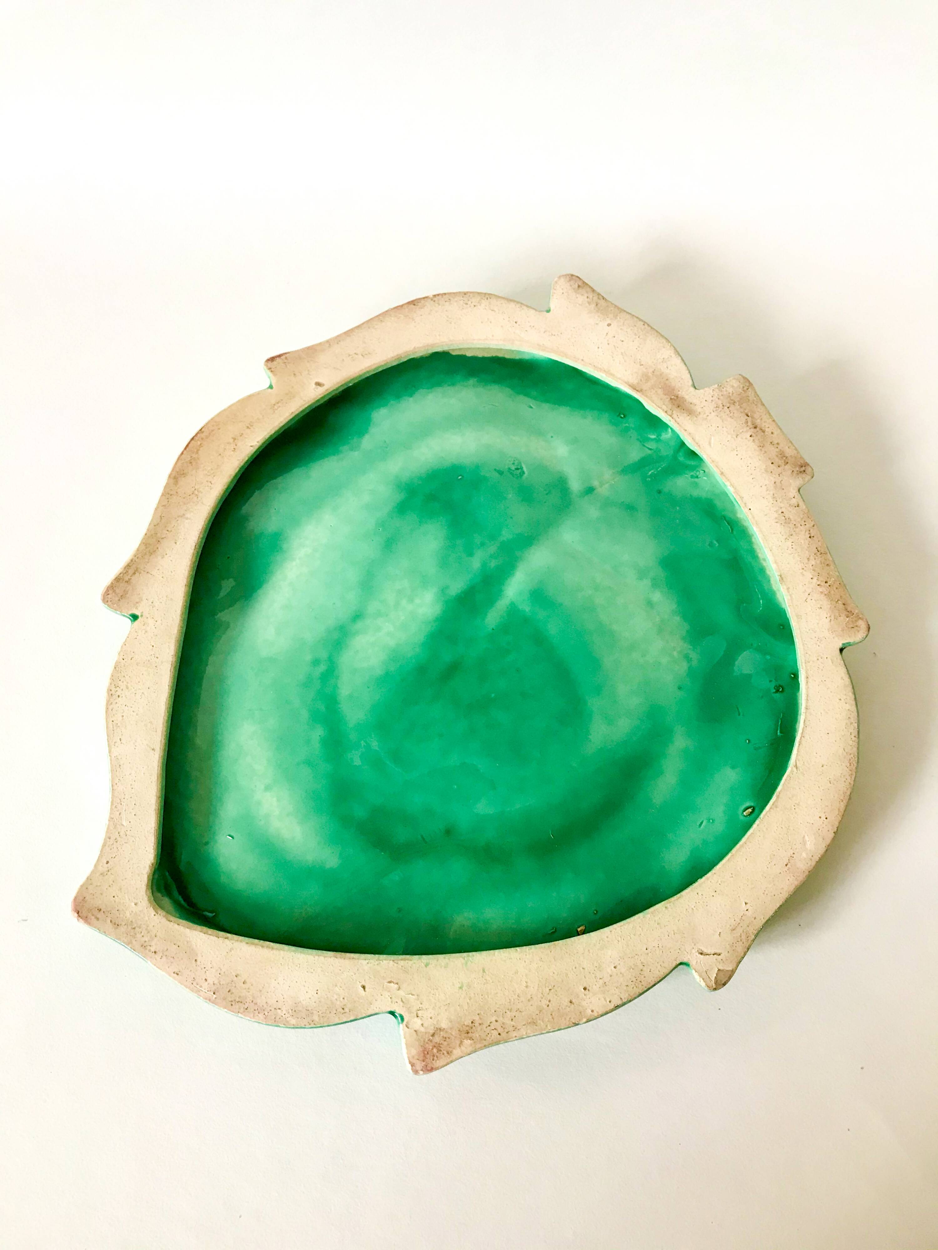 ceramic trivet leaf model Gien 60s