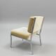 Vintage design armchair in chrome & yellow velvet