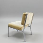 Vintage design armchair in chrome & yellow velvet