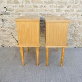 Pair of light wood bedside tables, 60s