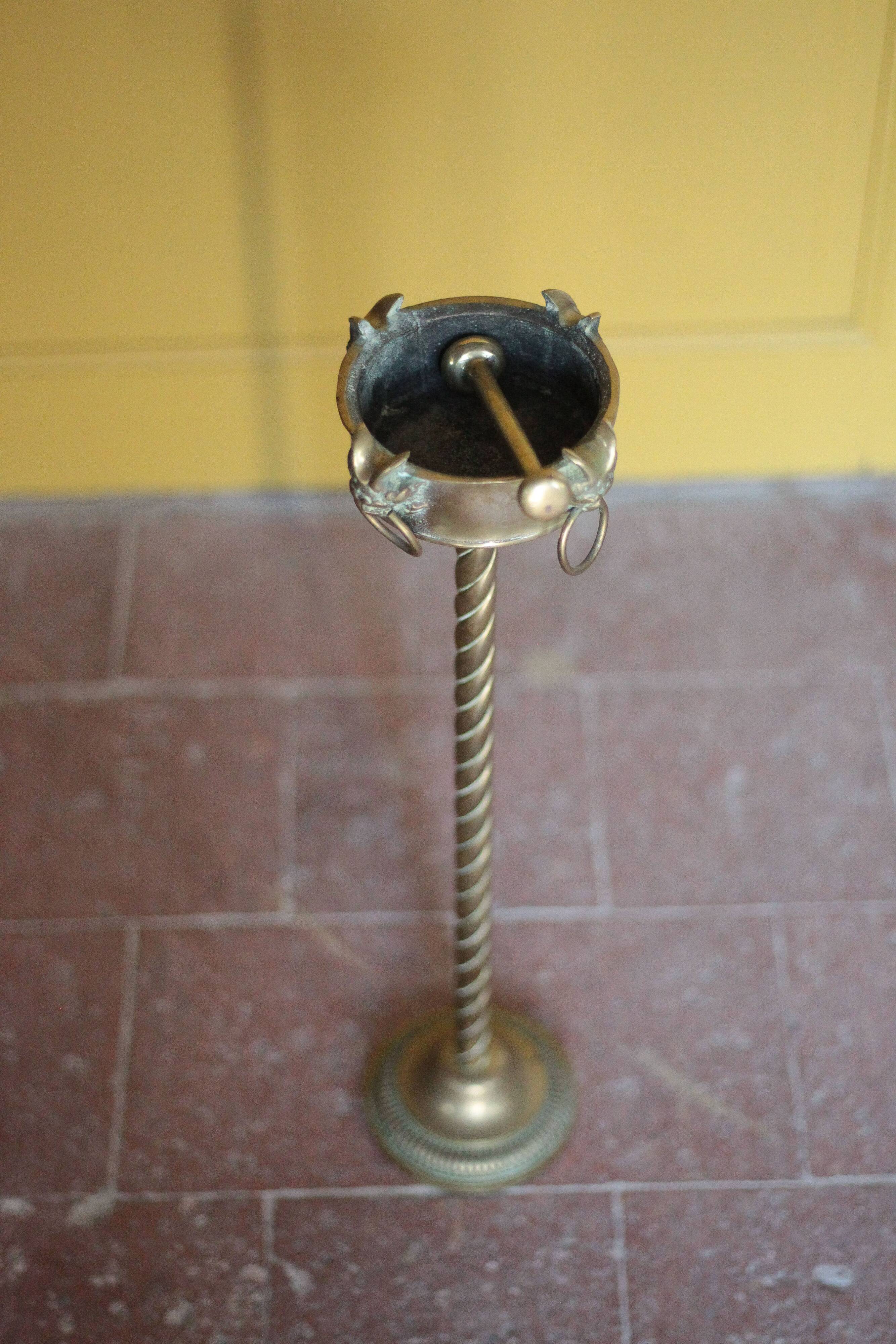 Bronze and brass floor ashtray, satyr, side table, decor.