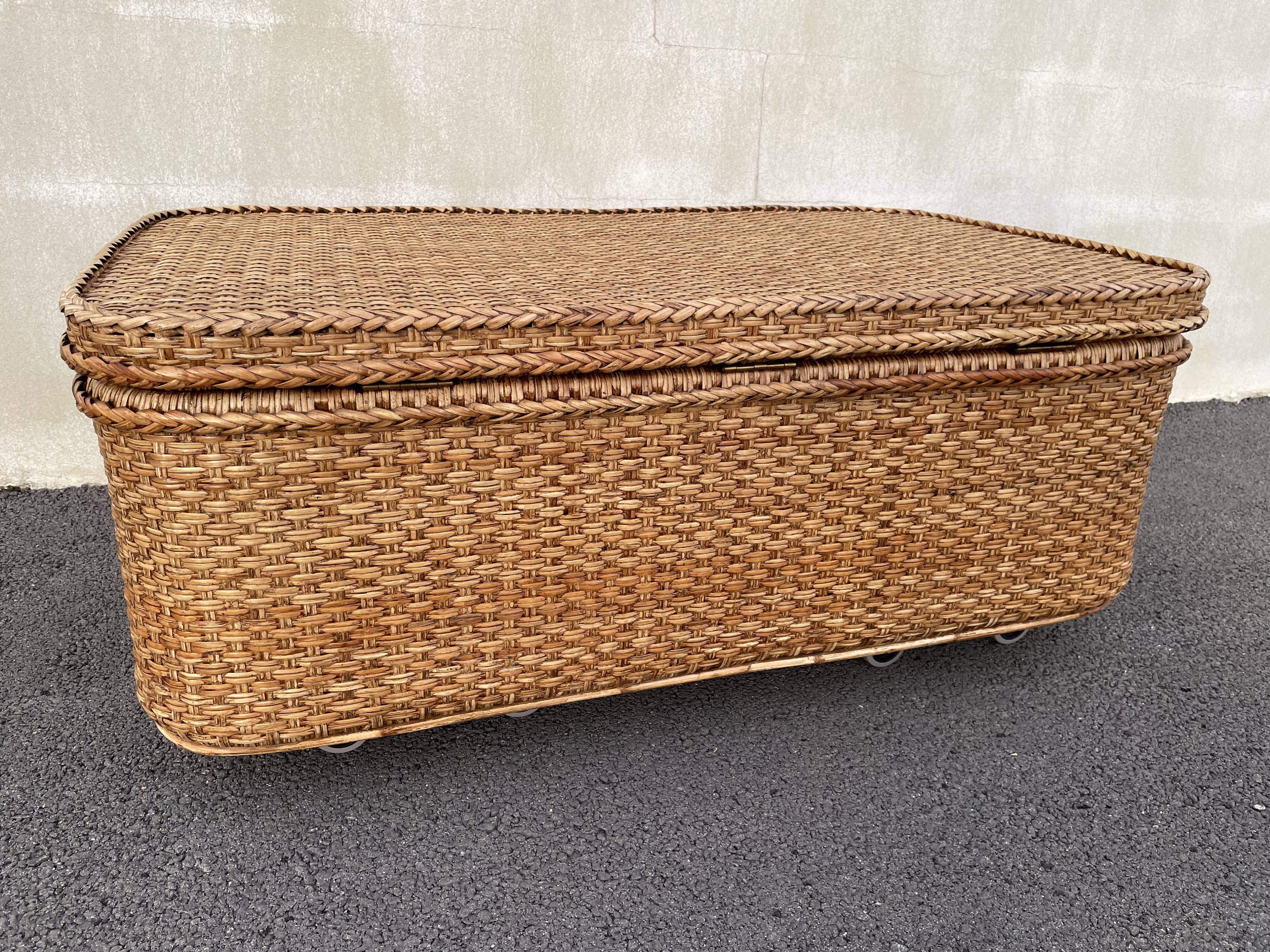 Coffee table braided rattan chest