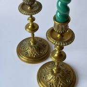 Pair of neoclassical brass candlesticks