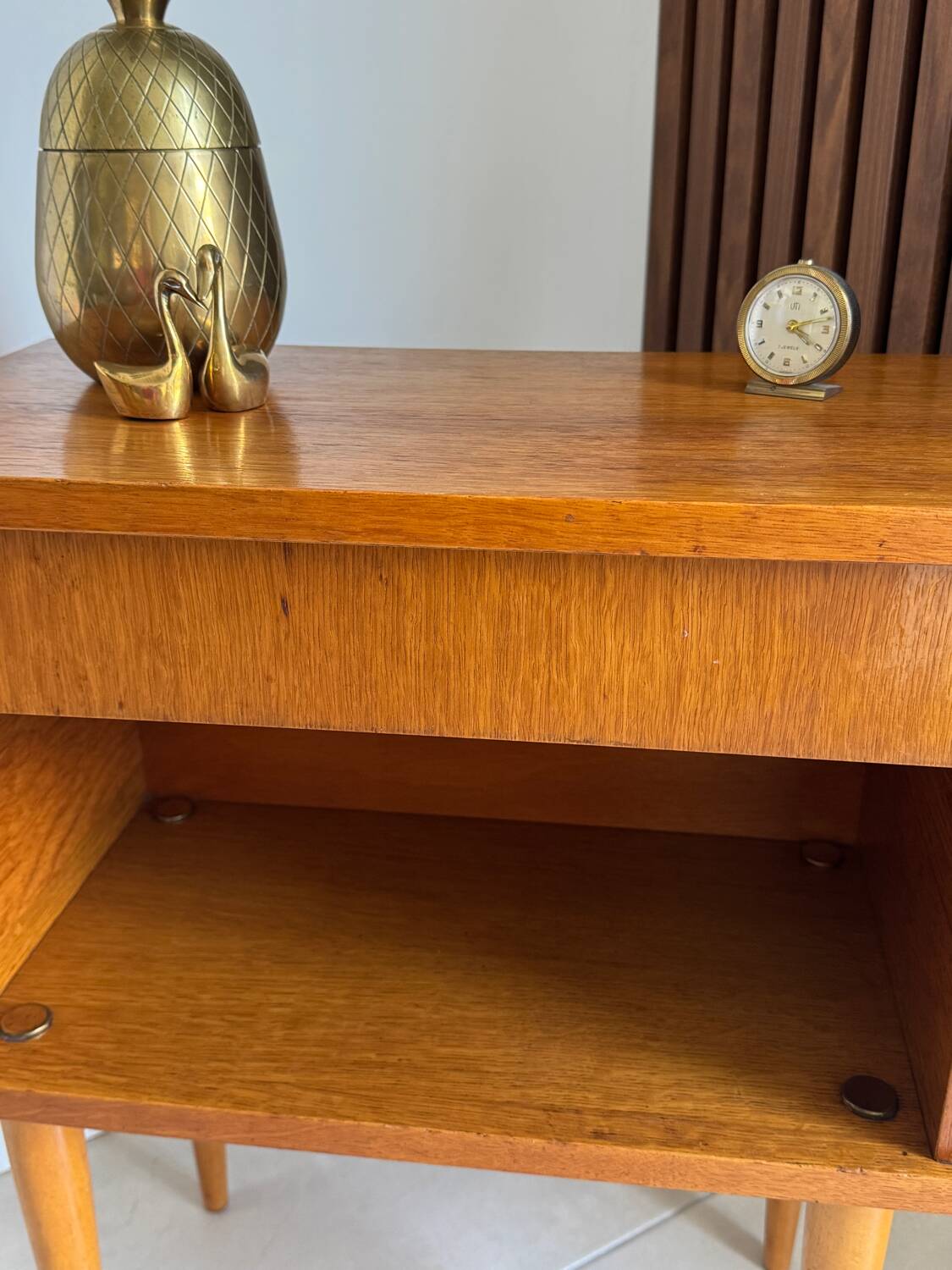 Vintage light wood bedside table