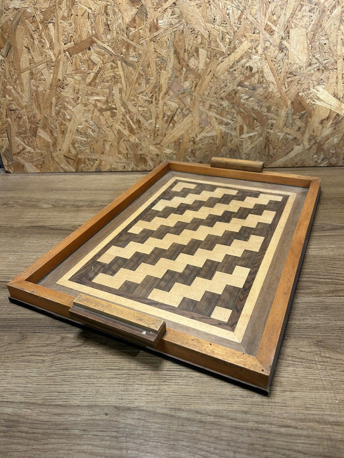 Wooden tray art deco marquetry