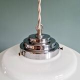Art Deco pendant light in white opaline, 1920s-30s
