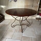 Table and four chairs wrought iron and wood