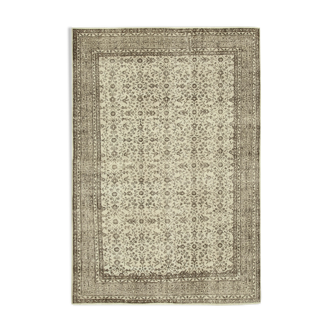 Tapis beige oriental ancien fait à la main 207 cm x 310 cm