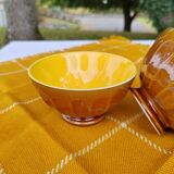 Pair of brown/yellow ribbed bowls - Digoin & Sarreguemines