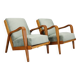 1960s Kozelka and Kropacek Restored Pair of Oak Armchairs, Rare Model