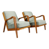 1960s Kozelka and Kropacek Restored Pair of Oak Armchairs, Rare Model