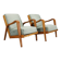1960s Kozelka and Kropacek Restored Pair of Oak Armchairs, Rare Model