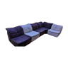 Modular sofa 5 modules leather and vintage suede