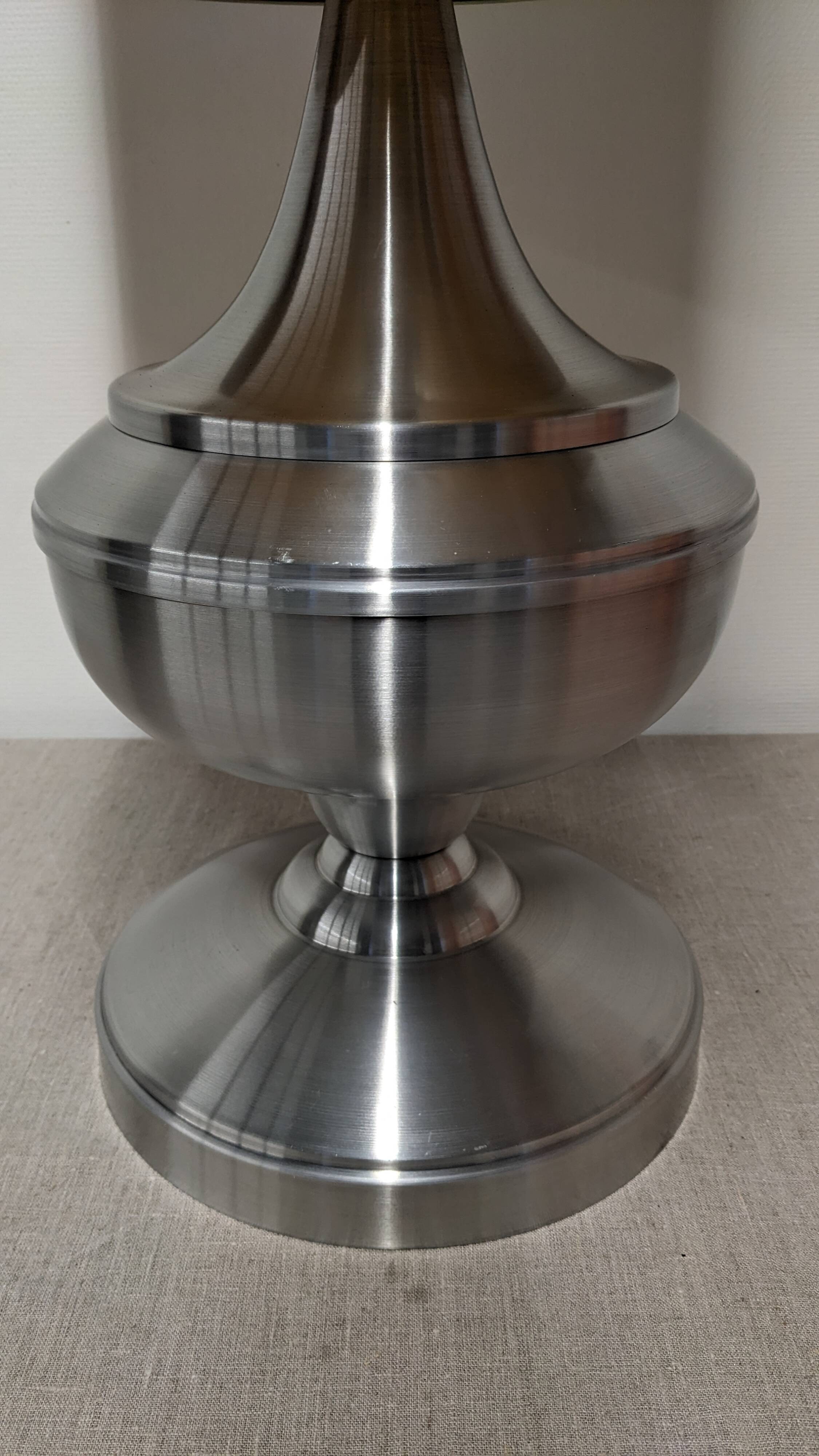 Space age XL living room lamp in brushed aluminium, France circa 1970.