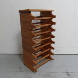 Brutalist oak stackable wine rack 1960's