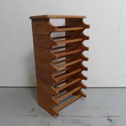 Casier à vin empilable en chêne brutaliste des années 1960
