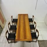 Table et chaises en noyer par Antonio Virgilio pour Bernini Italie années 1970