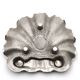 Art Deco ashtray in the shape of a shell in silver-plated metal.