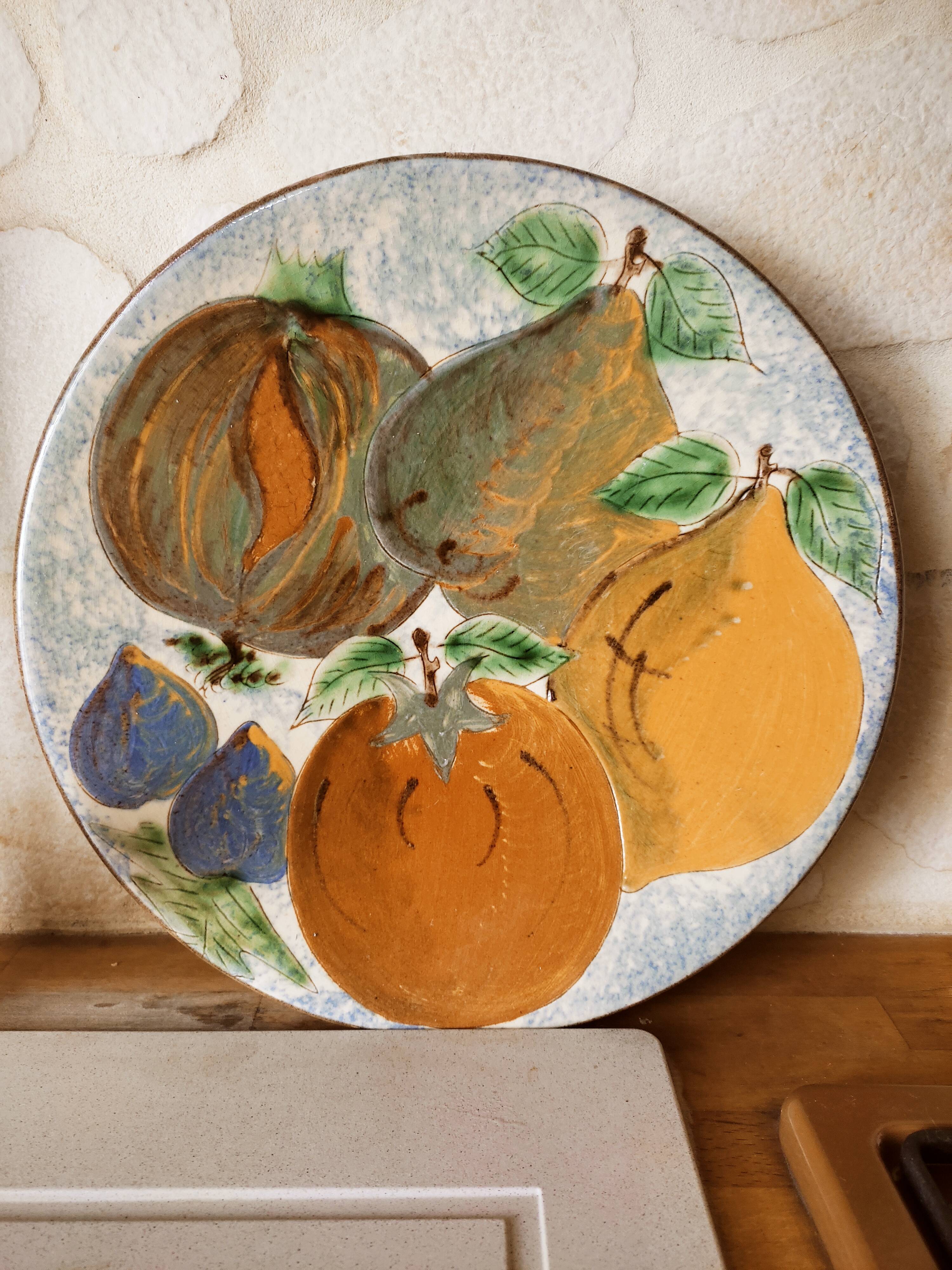 Glazed terracotta wall plate by Puidgemont