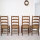 Architectural high-back chairs, straw seat, set of 4.