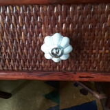 Desk and chair in rattan and vintage wood