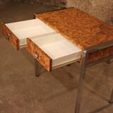 Small desk vanity 70 walnut burl chrome base