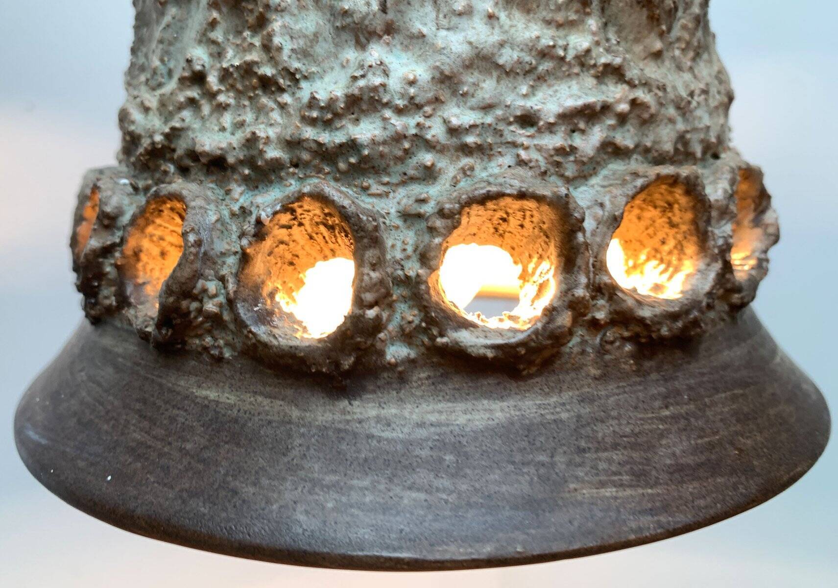 Brutalist ceramic pendant from the mid-century modern period by Judi Kunst.