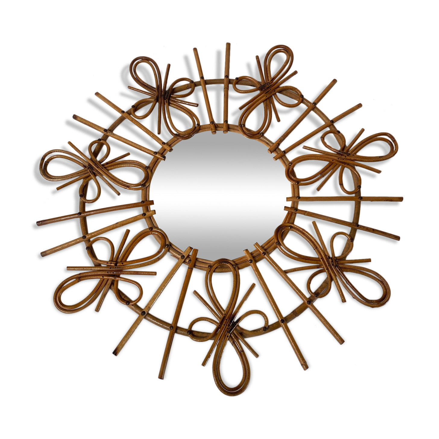 Vintage rattan sun mirror  58cm