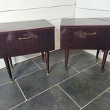 Paire de tables de chevets vintage en acajou