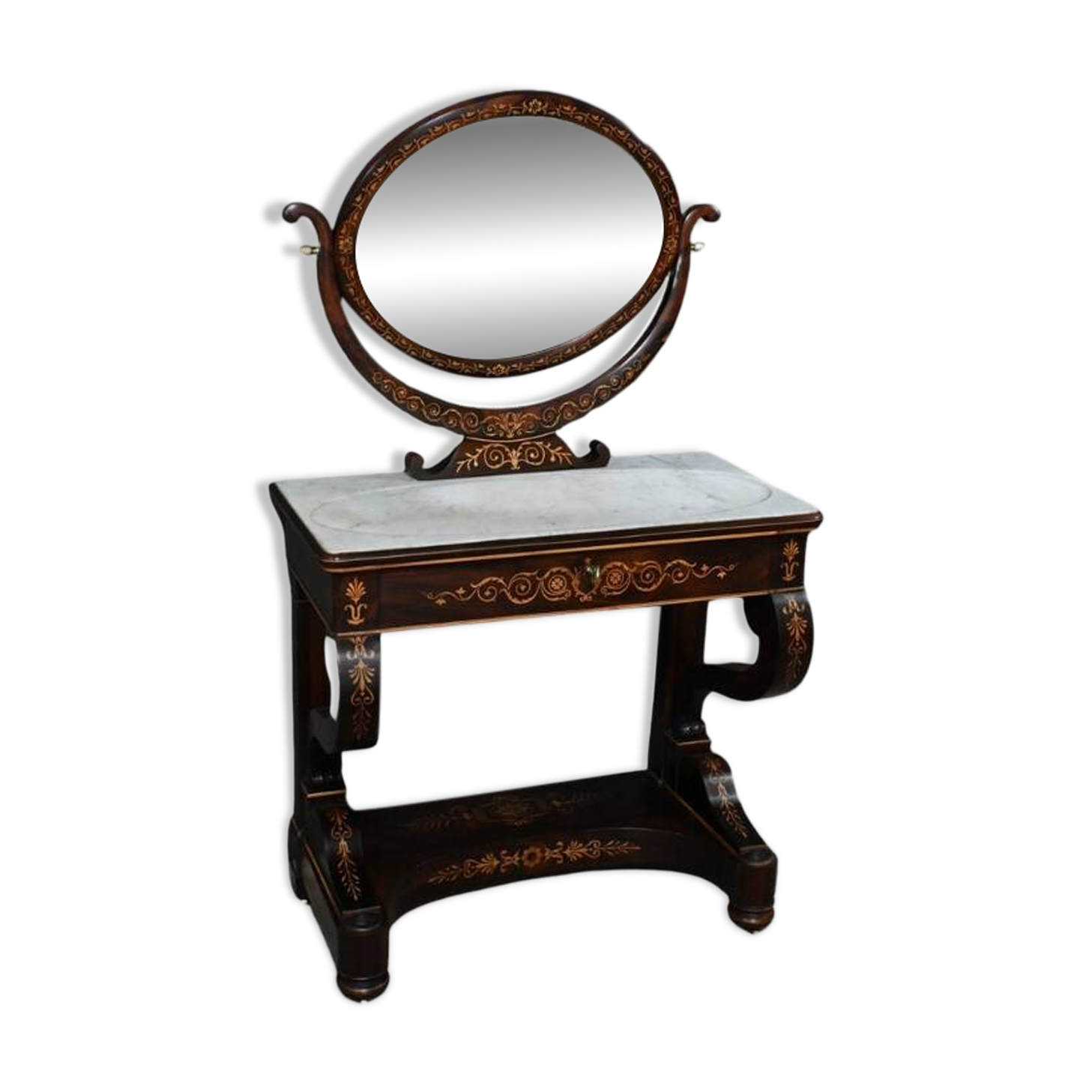 Coiffeuse en Palissandre et Marqueterie, époque Charles X – Début XIXe